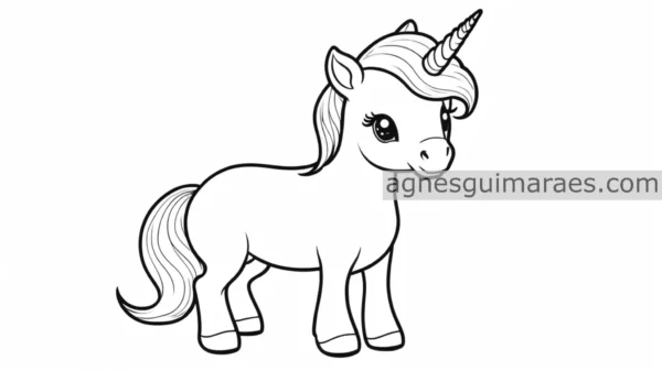 Cute Unicorn Coloring Page